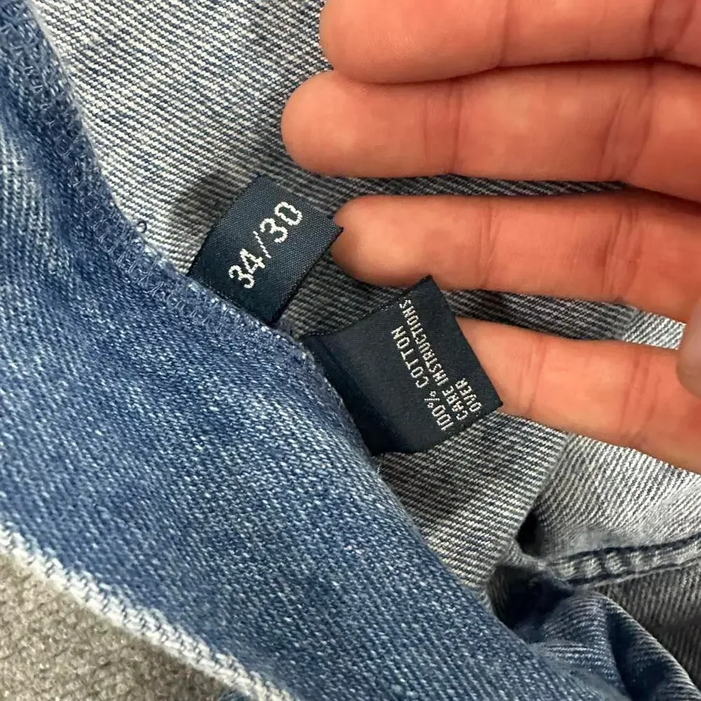 Vtg Y2K Polo Ralph Lauren Men’s Straight Leg Jean 100% Cotton Denim Unisex 34x30